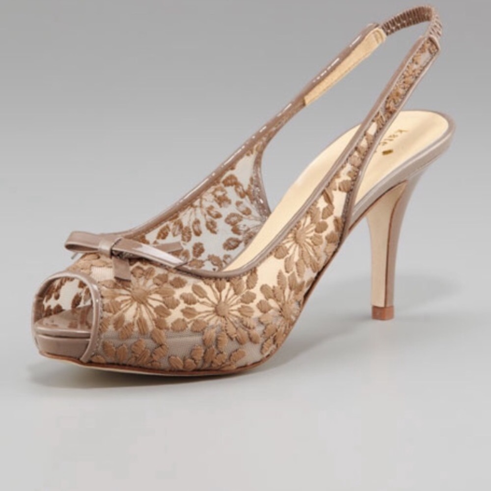 Kate Spade | Taupe Floral Heels
